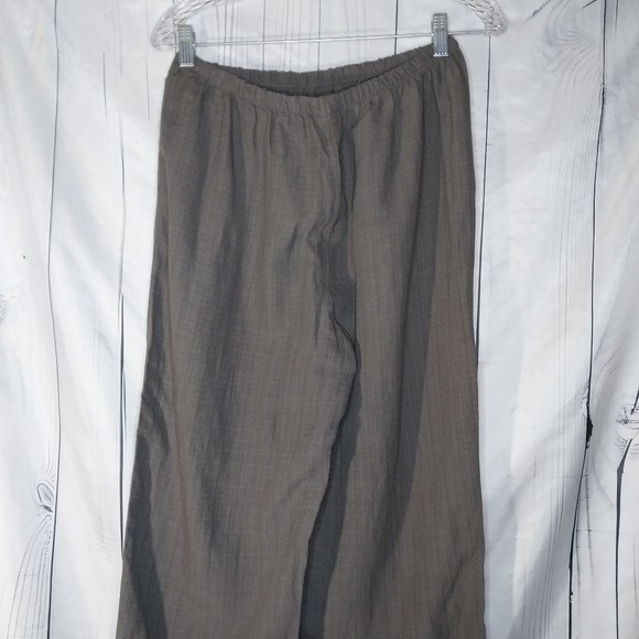 Eileen Fisher Linen Blend Wide Leg Cropped Pull-On Pants - Olive Green Size PS - Picture 7 of 12